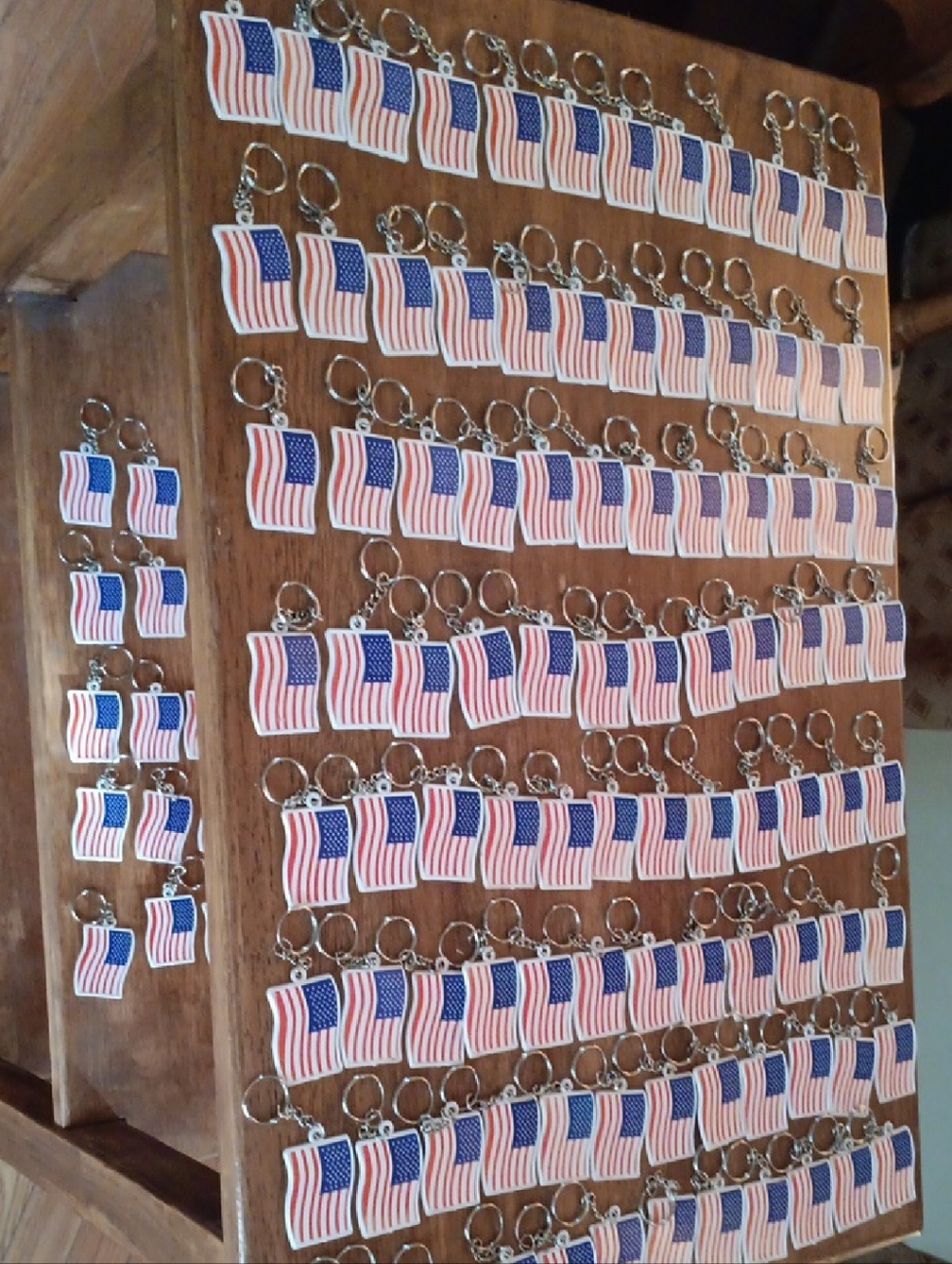 American Flag Keychain Lot -100 Ct. Red, White & Blue 2in x 1in $10.00